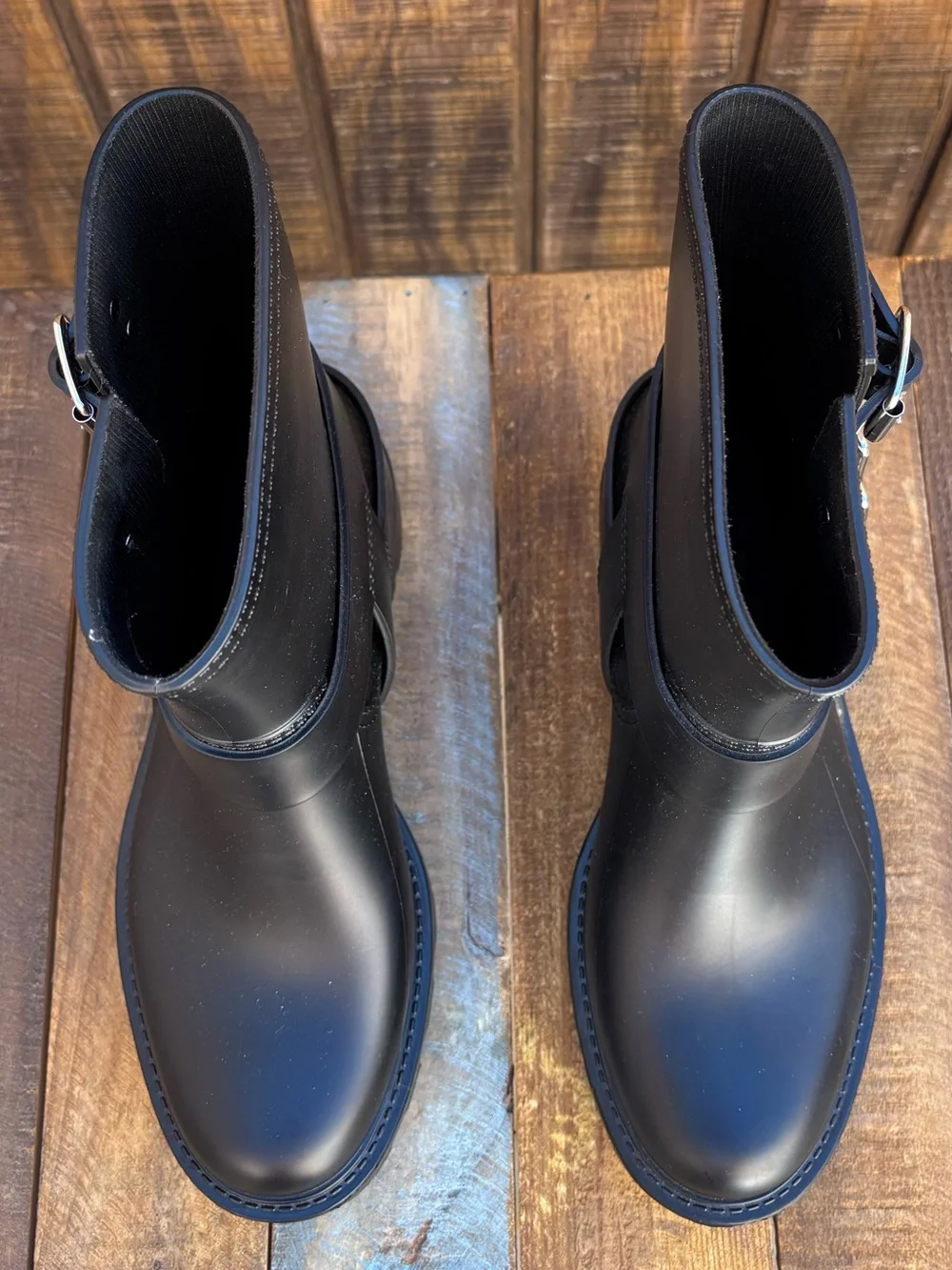 Jeffrey Campbell Black Moto Chunky Rain Boots